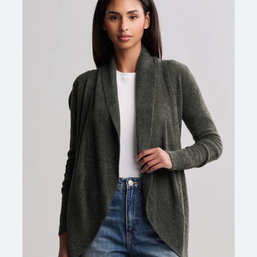 Barefoot Dreams Sweater Gray cozychic lite Open Front Cardigan XS/S